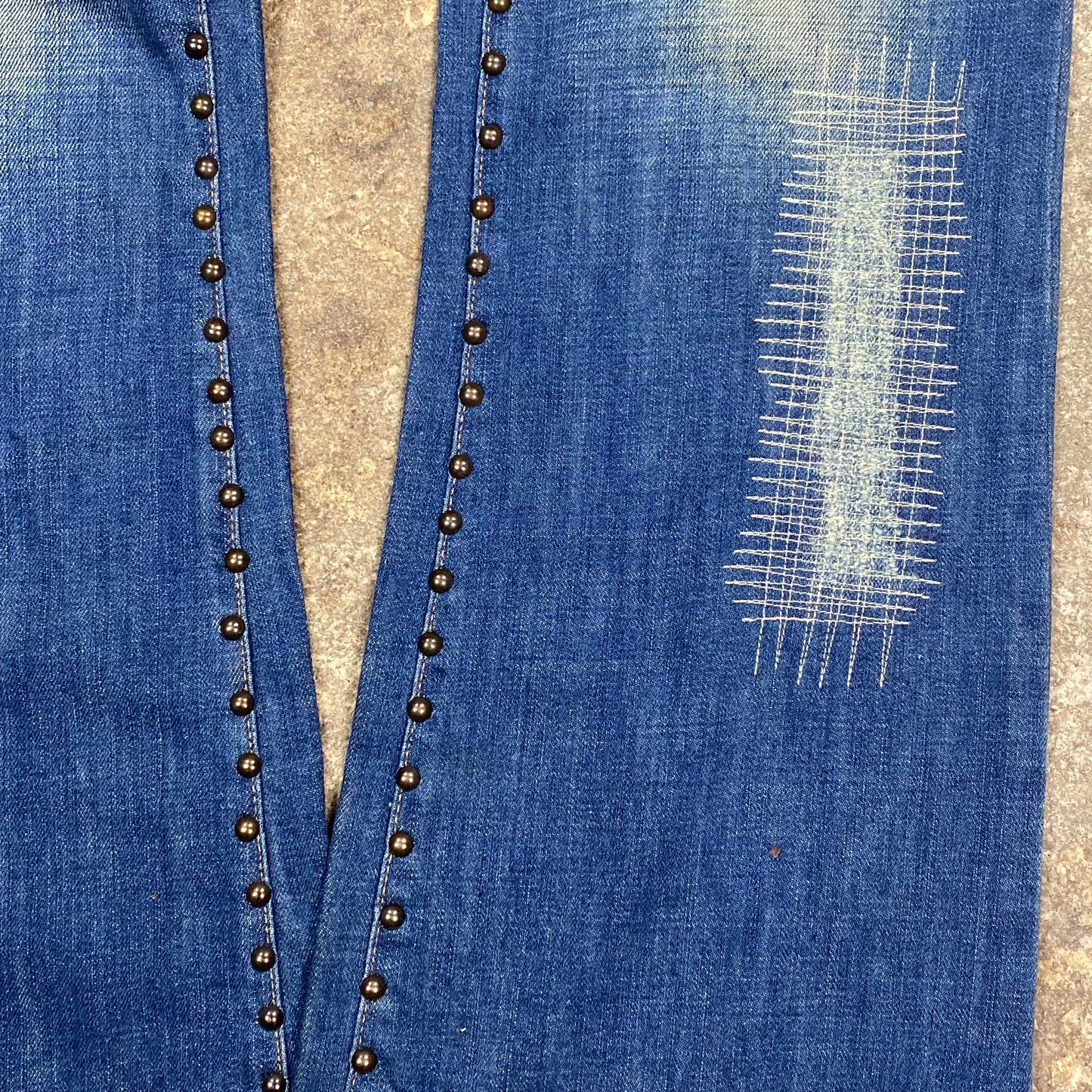 00's Roberto Cavalli studded flared denim